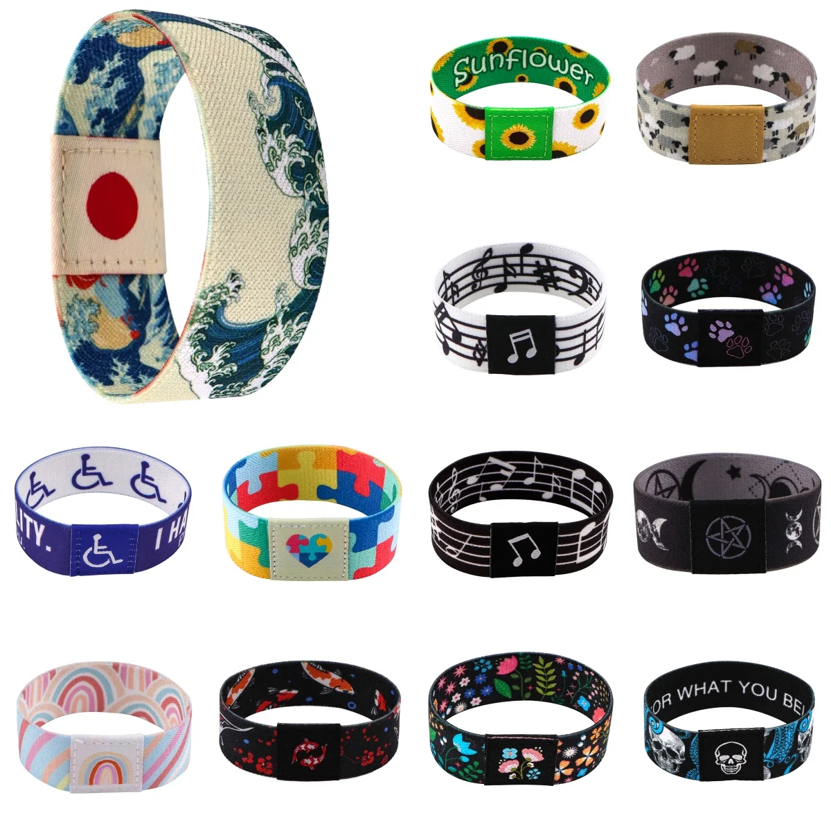Image of Autismus Awareness Elastisches Armband Wellen Mode Armband Für Frauen Männer Bunte Armreifen Zubehör Geburtstag Party Geschenk