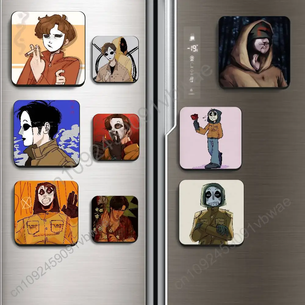 Operator MH Marble Hornets Black Square Plastic Fridge Magnet, for Magnetic Sticker No Trace Left, Durable, Smooth and Textured
