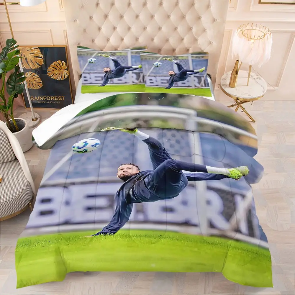 Overhead Kick Athlete Print Comforter Set Quilt Bedding Set Pillowcase Sport Youth Daily Rest Cozy Bedroom Quilt Kit