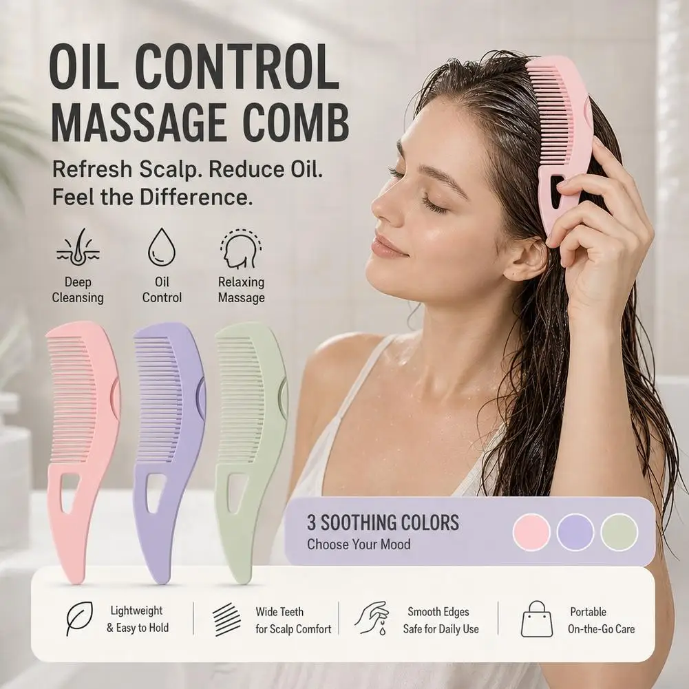 Ladies' Portable Oil Removal Energy Comb Hollow Hair Design with Oil Removal Particles Massage Comb for Hair Loss Prevention