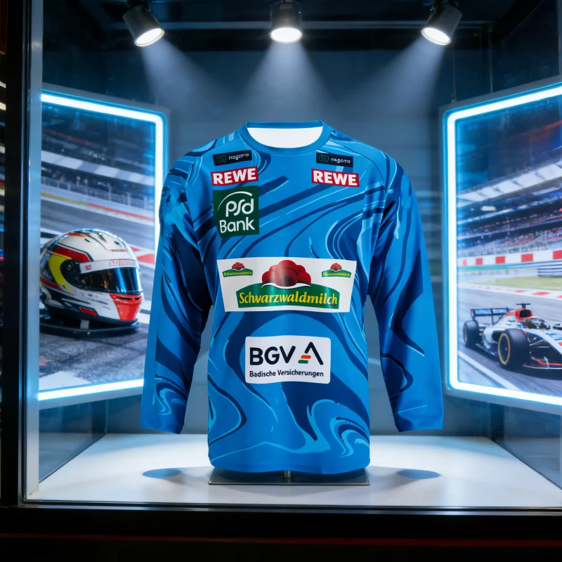 

Детская тренировочная гандбольная футболка L ö wen 2026 Rhein Neckar для вратаря, дышащая, оверсайз, для совместных занятий родителей и детей