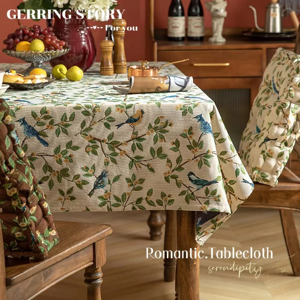 

Gerring Jacquard Light Luxury Dinning Table Cloth Cover American Thick Coffee Table Cover Rectangular Christmas Tablecloth