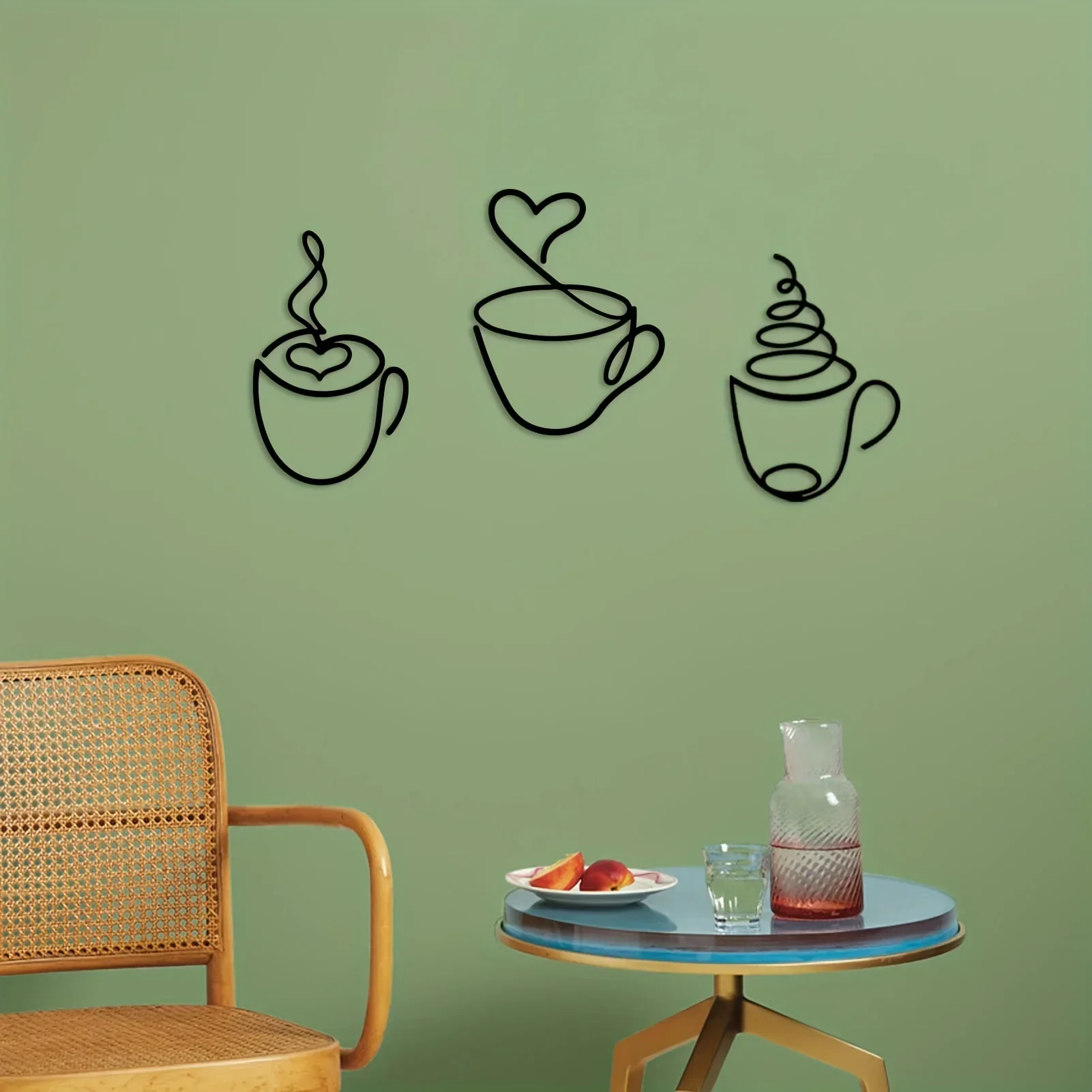 Hello Young Add A Touch of Charm To Your Kitchen with This 3pcs Coffee Cup Wall Hanging Decor Metal Wall Art Home Decor Metal Wa