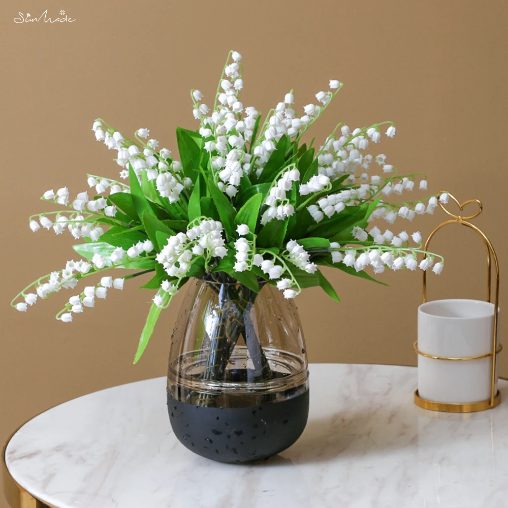 SunMade Campanula White Bellflower Artificial Plastic Flowers Home Decor Flores Artificales Garden Decoration Wedding Bouquet