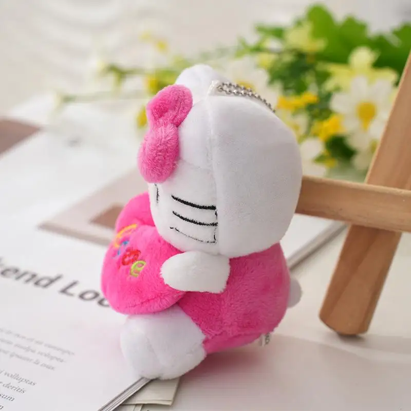 Kawaii hello kitty peluches brinquedo de pelúcia bonito saco de escola pingente sanrio chaveiro carro boneca chaveiro mochila anime presente plushie para crianças