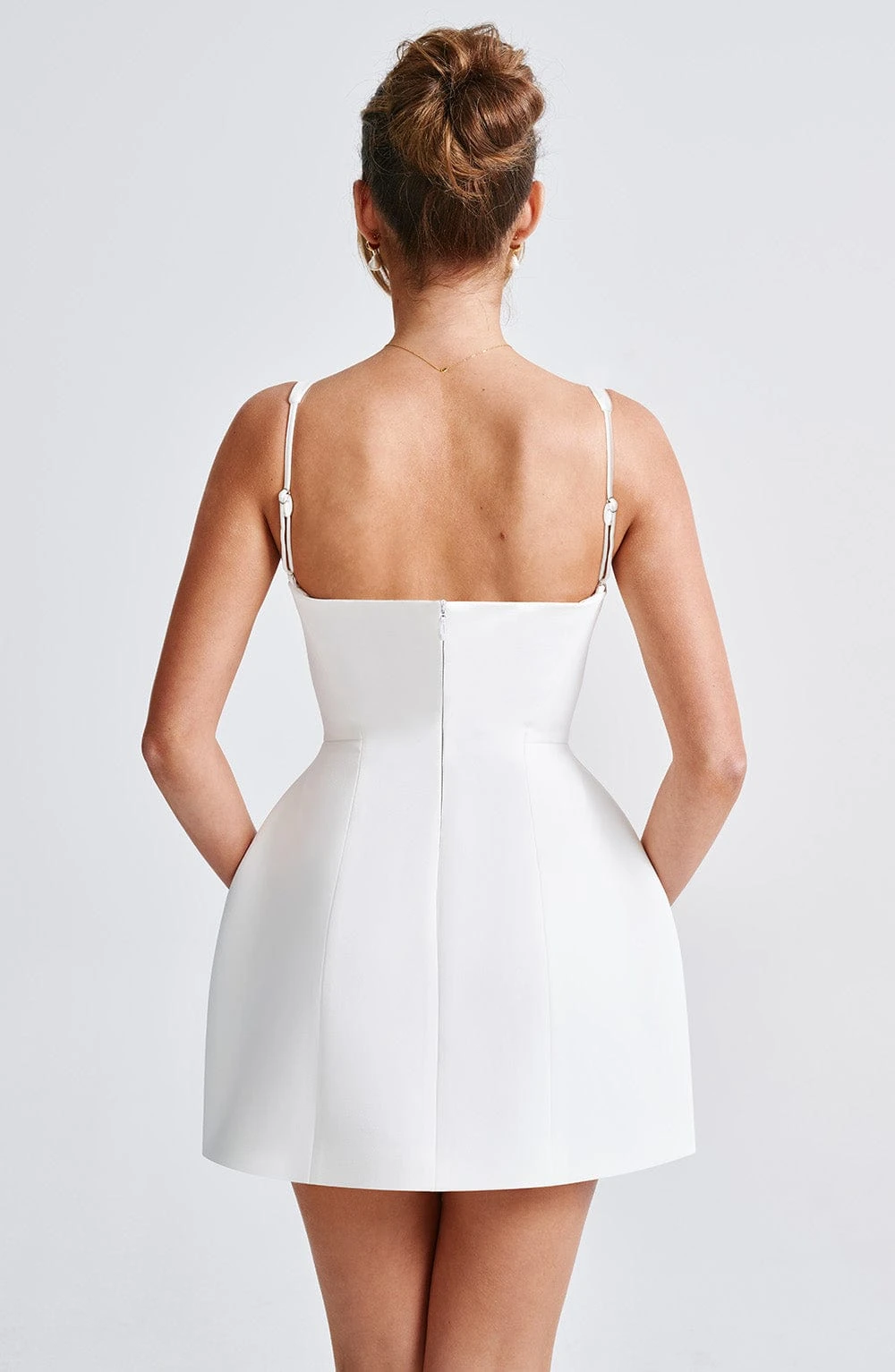Adjustable Spaghetti Strap Mini Dress Scoop Neck Structured A Line Women Bridal Engagement Cocktail Party Short Formal Dresses