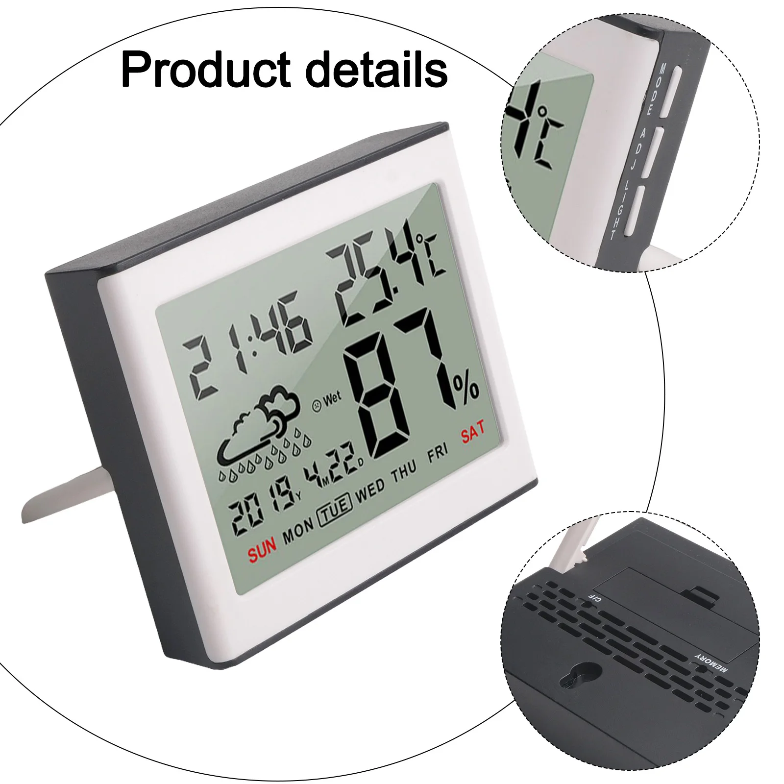 

Электронный термометр, предназначенный для вариантов размещения, включая подставку или настенное крепление для максимальной использования в любом пространстве.