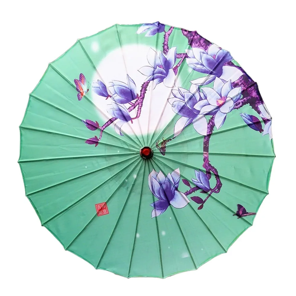 

Handmade Silk Cloth Women Umbrella Waterproof Rain Proof Ancient Dance Umbrella Decorative Flower Oil Paper Umbrella for Wedding