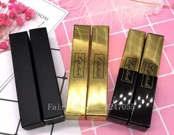 50/100pcs 18*18*102mm Cosmetic Gold Packing Box for Lipstick Tube Black Empty Paper Packing Boxes for Lipgloss Tube Accessories