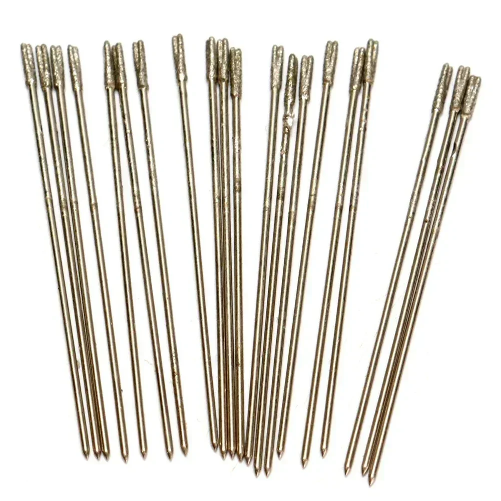 20 piezas Mini brocas de 0,6x1mm, brocas lapidarias recubiertas de diamante, puntas sólidas, aguja para joyería, ágata, uso de taladro de banco pequeño