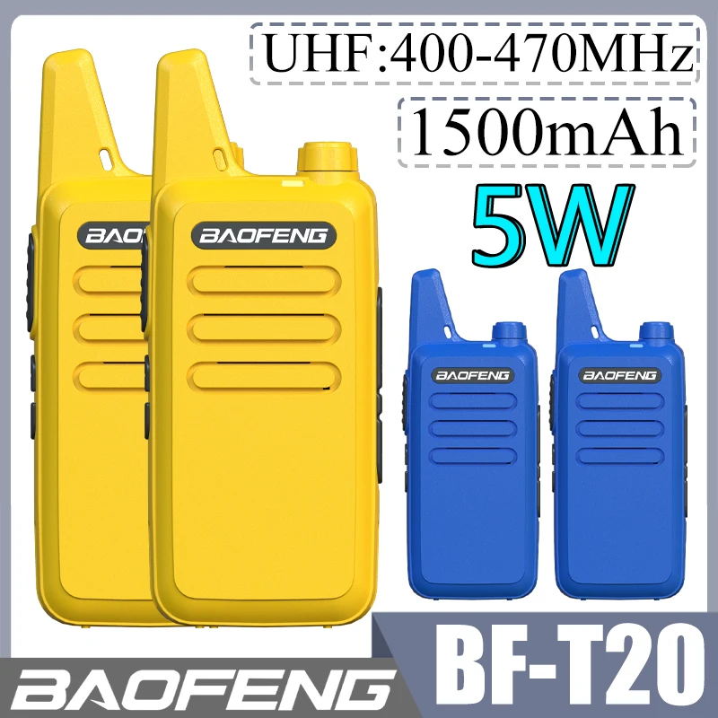 Baofeng BF-T20 미니 워키토키, USB 충전, 1500mAh, 휴대용 양방향 라디오, 사냥용 BF-C5 업그레이드, 어린이 선물, 5W, 2 개