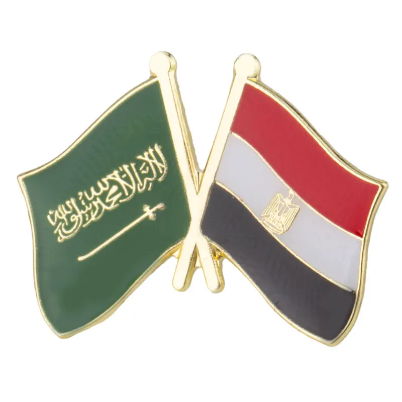 

5pcs a lot Saudi Arabia & Egypt Friendship Flag Badge Flag Brooch National Flag Lapel Pin International Travel Pins