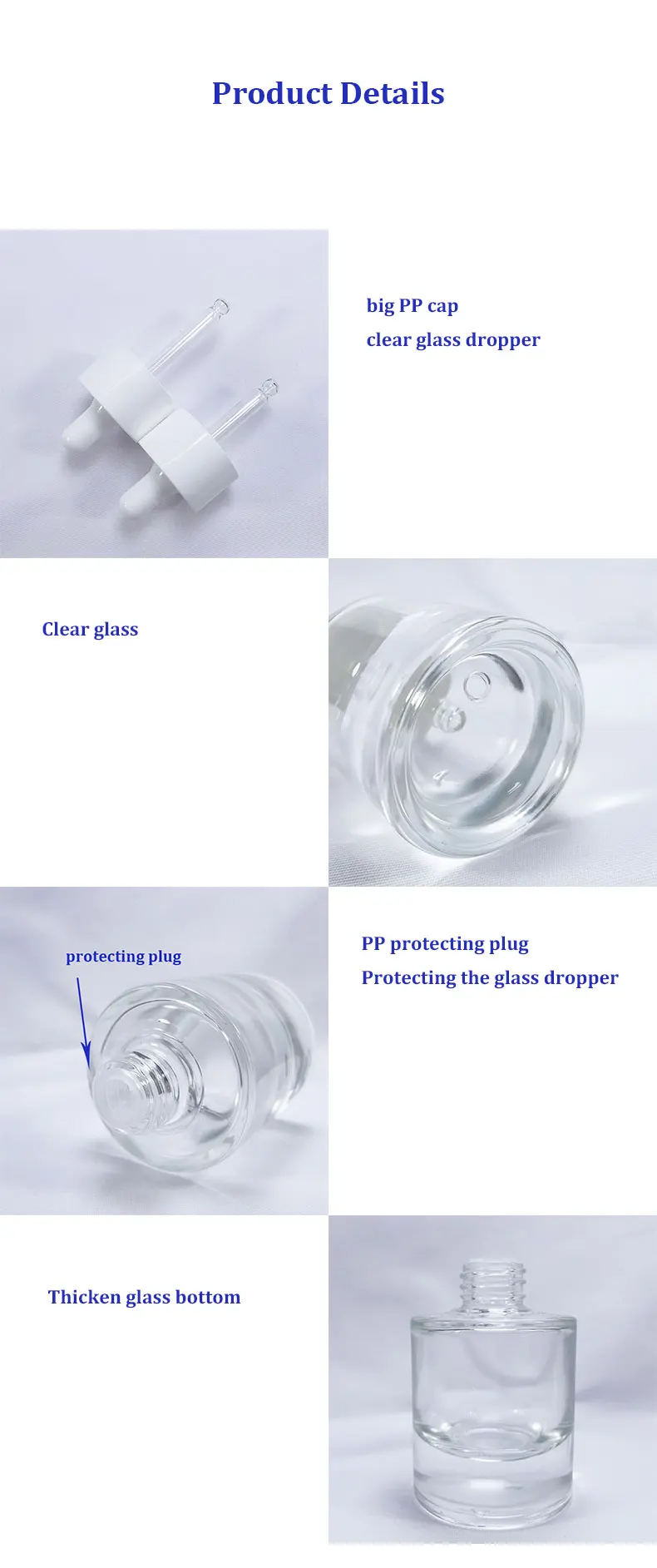 20/30ml/50ml Tropf flasche Klarglas dicker Boden Aroma therapie flüssige Essenz Massage öle Serum pipette Nachfüllung Hautpflege – Detail 6