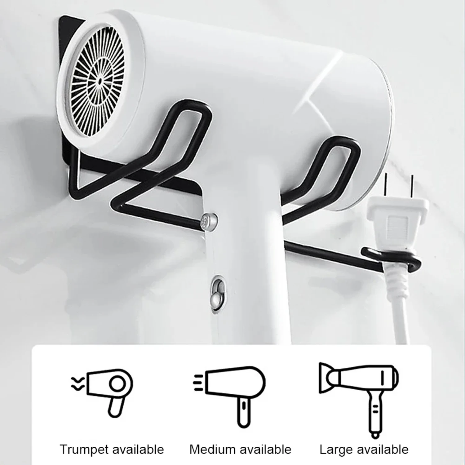 High-quality stainless steel wall-mounted hair straightener and hair dryer bracket for bathroom accessories.