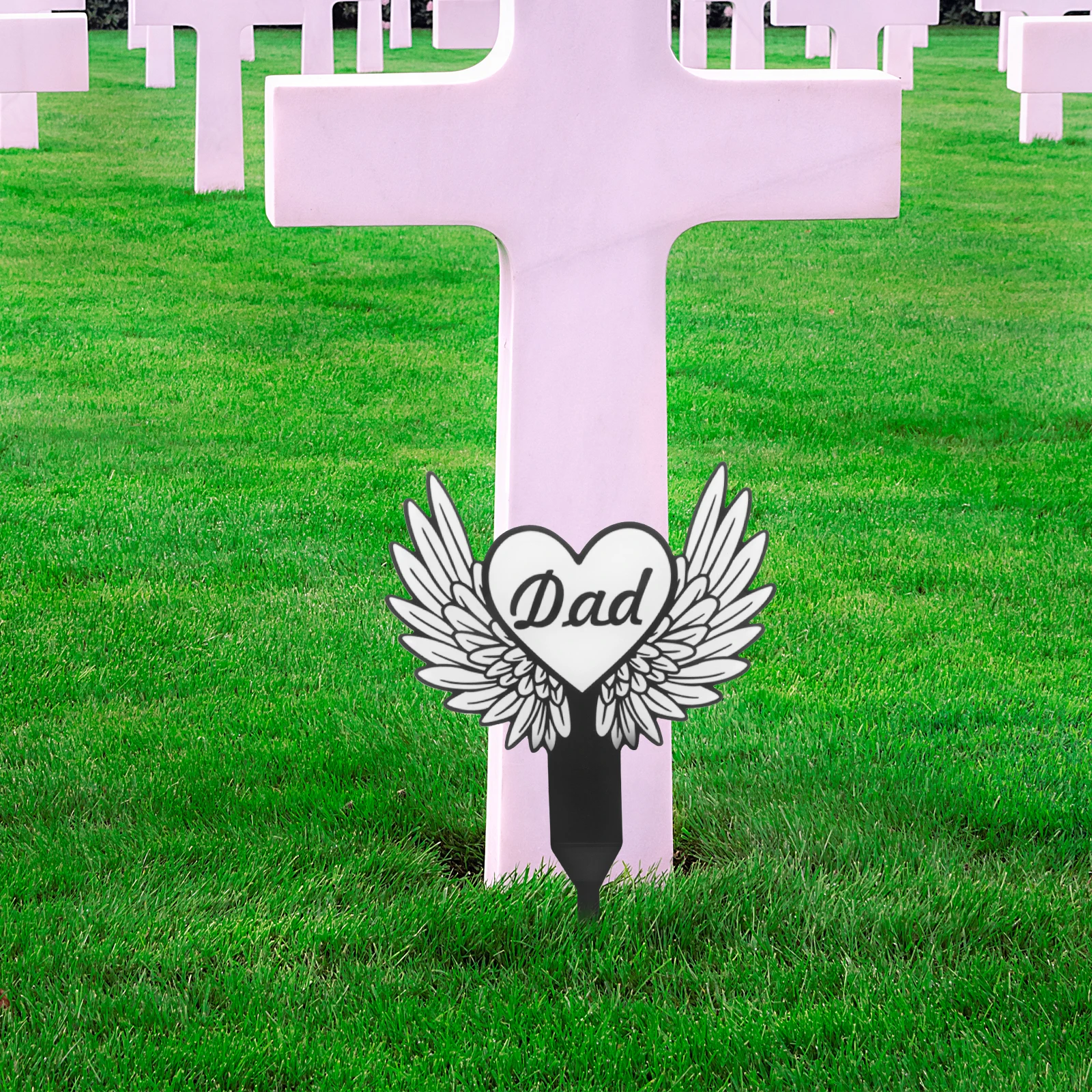 

1pcs Angel Memorial Grave Marker Stake Acrylic Garden Decor Tombstone Cross Cemetery Plaque Decoration Dad Father Tribute