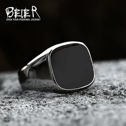 Beier New Style Vintage 316L Stainless Steel Viking High Quality High Polished Mirror Ring Signet Solid Fashion Jewelry For Men