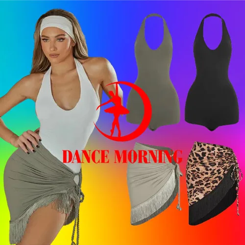 

ZYM Sexy Cha Cha Latin Dance Costumes Women Halter Latin Top Tassels Skirt Adults Female Rumba Samba Latin Dance Clothing