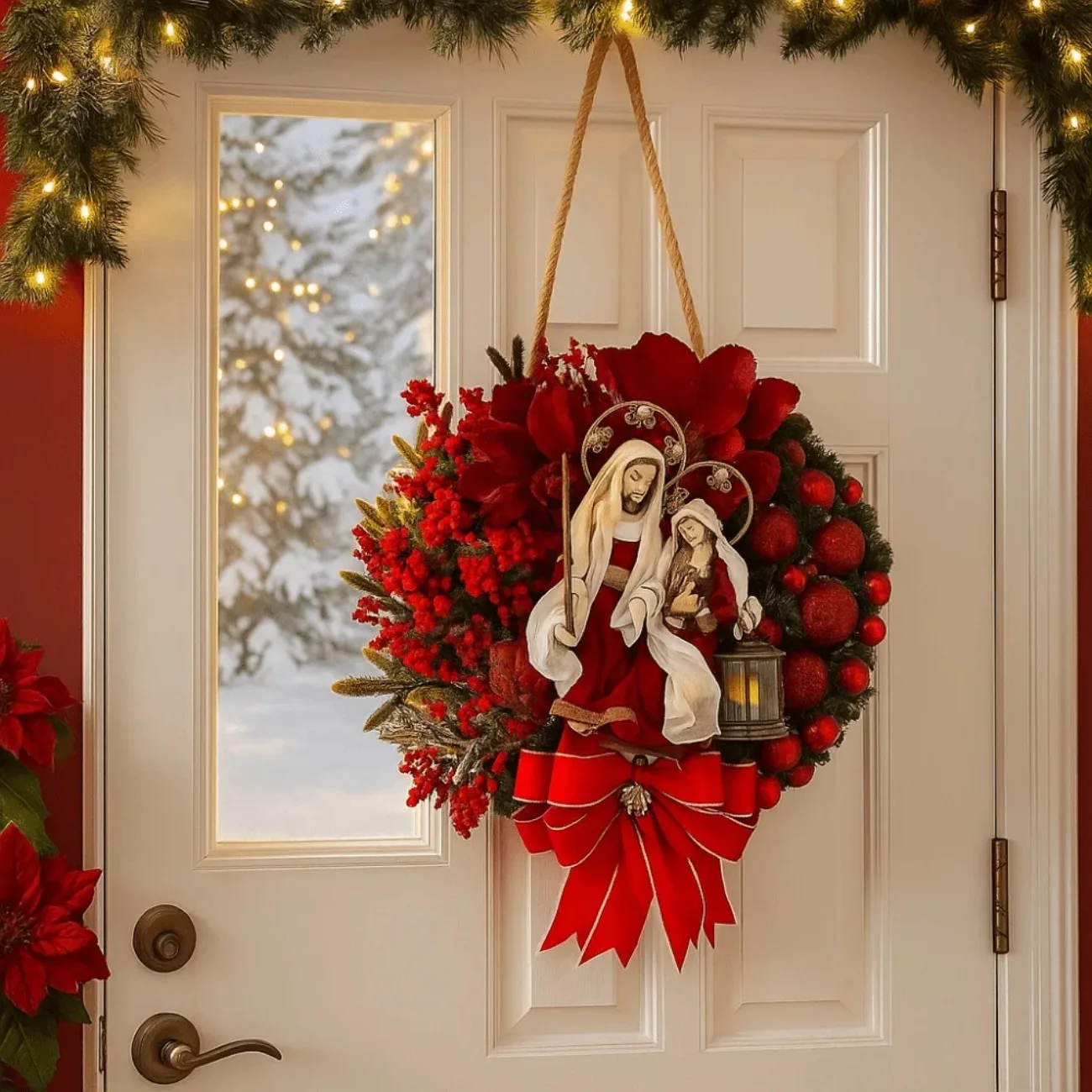 

Деревянный венок с Рождеством — плоская красная гирлянда для дверей, идеально подходит для праздничных вечеринок, зимних свадеб и домашнего декора