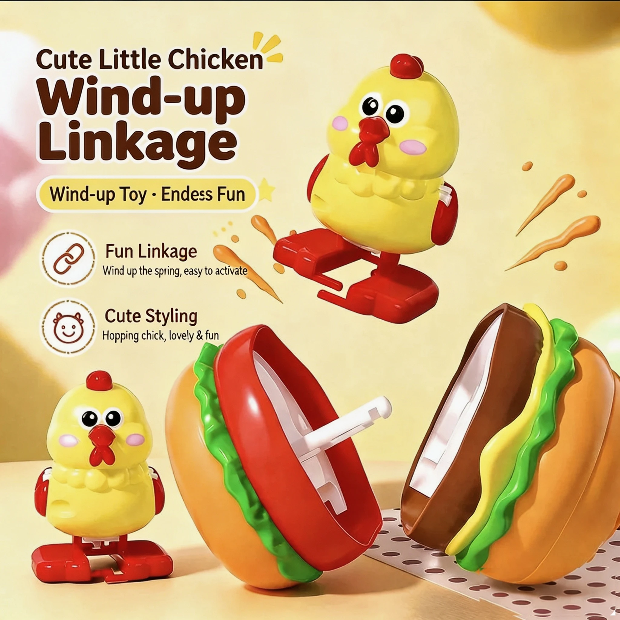 Rotating Food Playset with Animal Figures, Burger Pretend Play Toy, Interactive Educational Gift for Boys Girls
