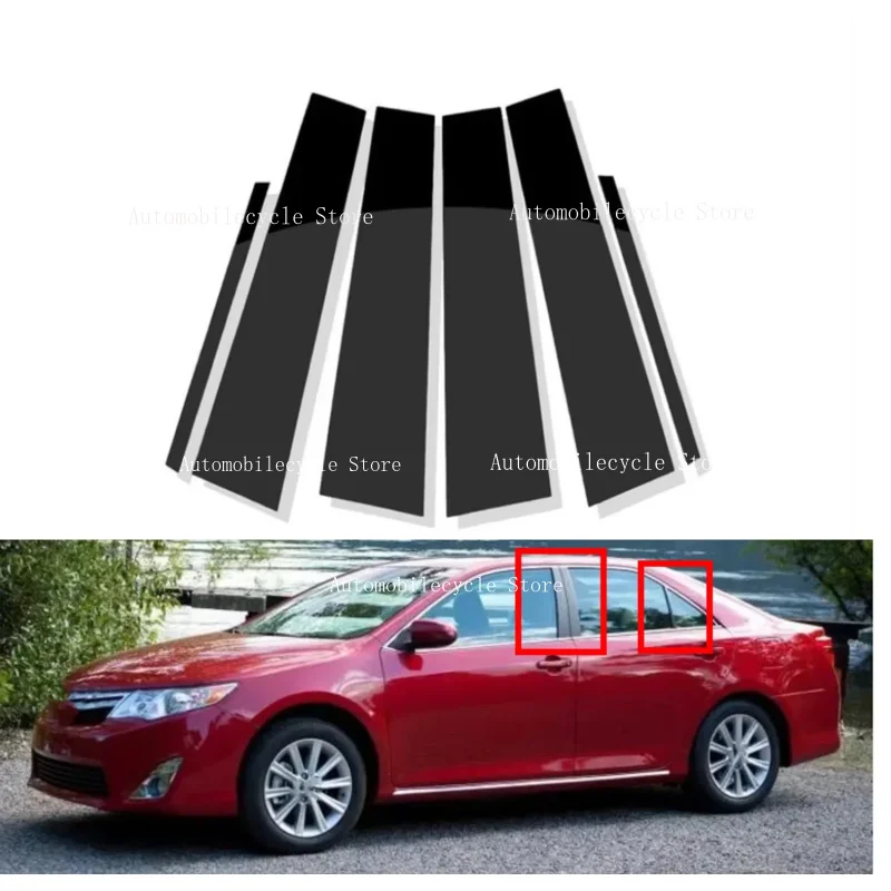 6PCS Glossy Black Pillar Posts Fit For Toyota Camry 2012 2013 2014 2015 2016 2017  Window Moulding B C Center Sticker Cover