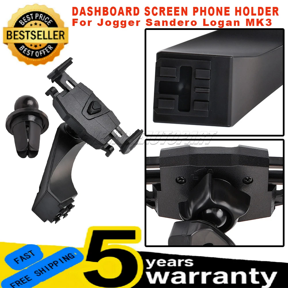 Neu für Jogger Sandero Logan MK3 1 Stück Schwarzer Armaturenbrett-Handyhalter Smartphone-Halterung Auto-Zubehör