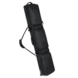 Pink/Black Skiing Bag with Rolling Wheel Padded Polyester Waterproof Portable Board Bag 3 Separation Storage Winter Snow Travels