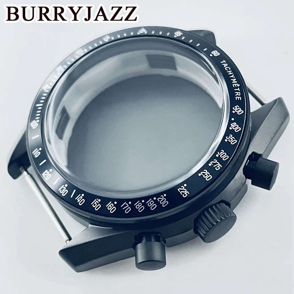 BURRYJAZZ 40mm VK63 VK63A Quartz Movement Watch Case Black Sterile Case Acrylic Bubble Mirror