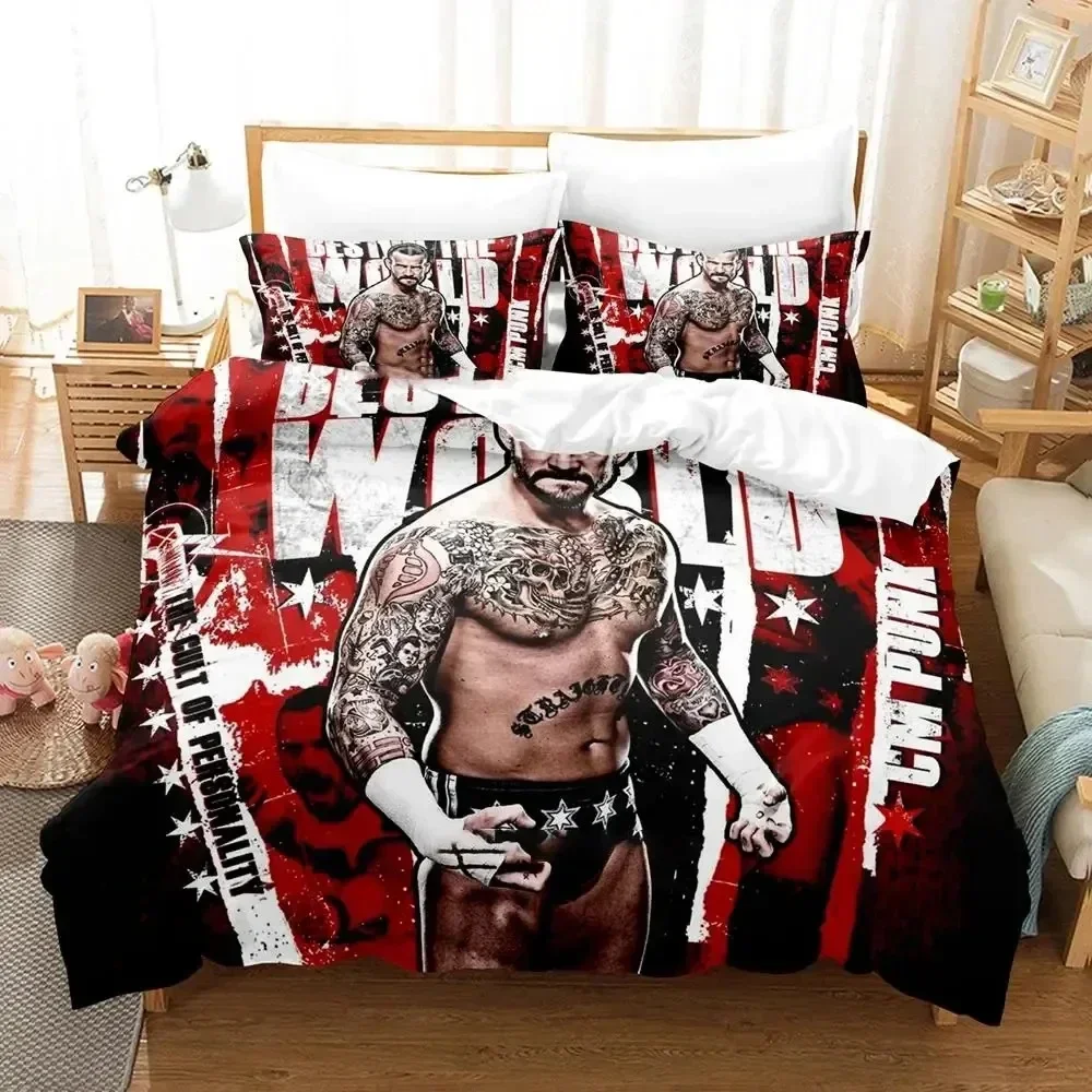 

CM Punk Aew The Best In The World Bedding Set Printed Bed Set With Pillowcase Duvet Cover Soft Queen King Size Bedclothes Home
