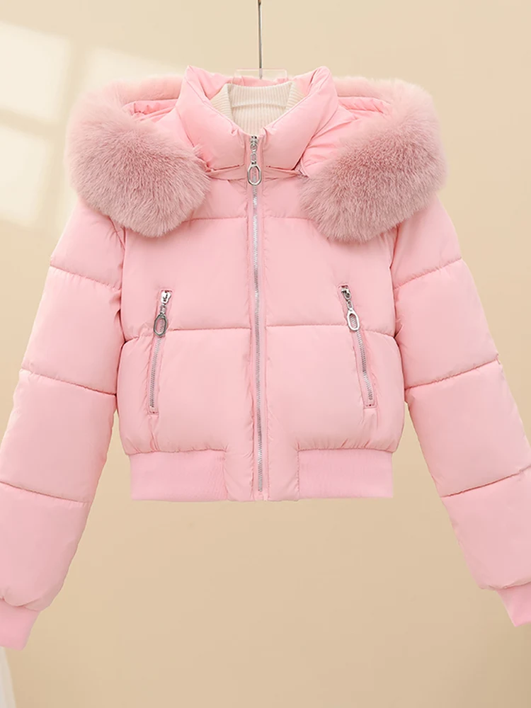 여성용 안감 탈부착 가능한 모자 또는 루즈핏 코튼 재킷 겨울 아우터웨어 한국 스타일 버튼 디테일 지퍼 클로저