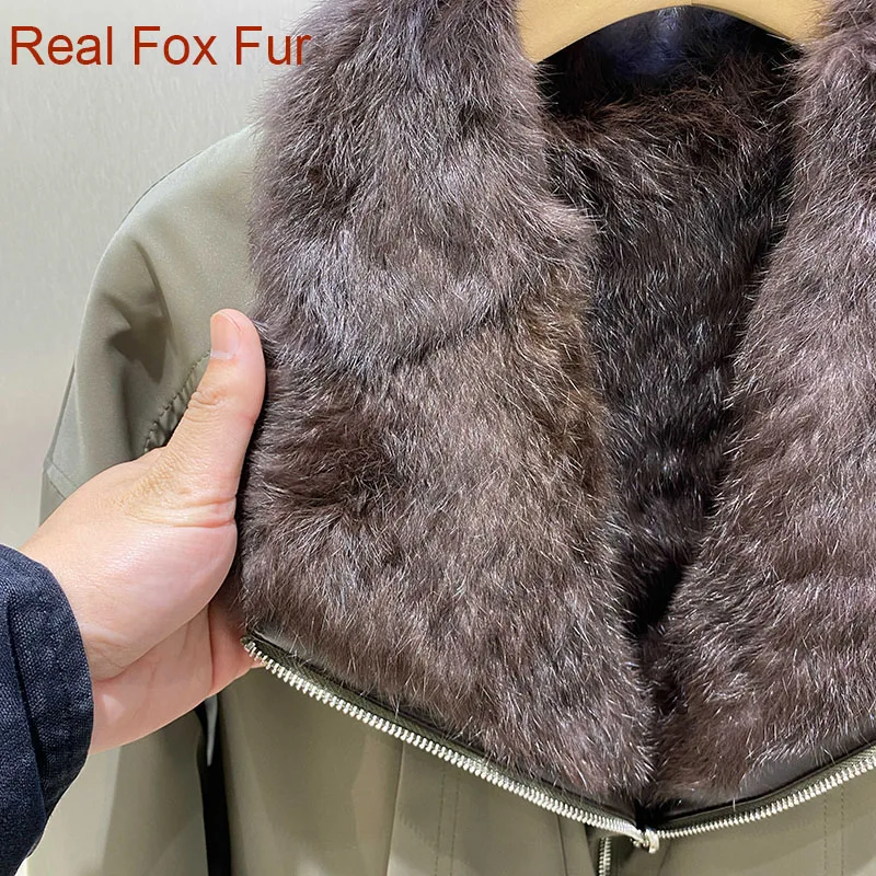 سترة شتوية جديدة فضفاضة لعام 2025 مبطنة بالفرو الأرنب الحقيقي سترة سميكة ودافئة للسيدات معطف فرو أصلي بأكمام طويلة سترة خارجية للسيدات #2