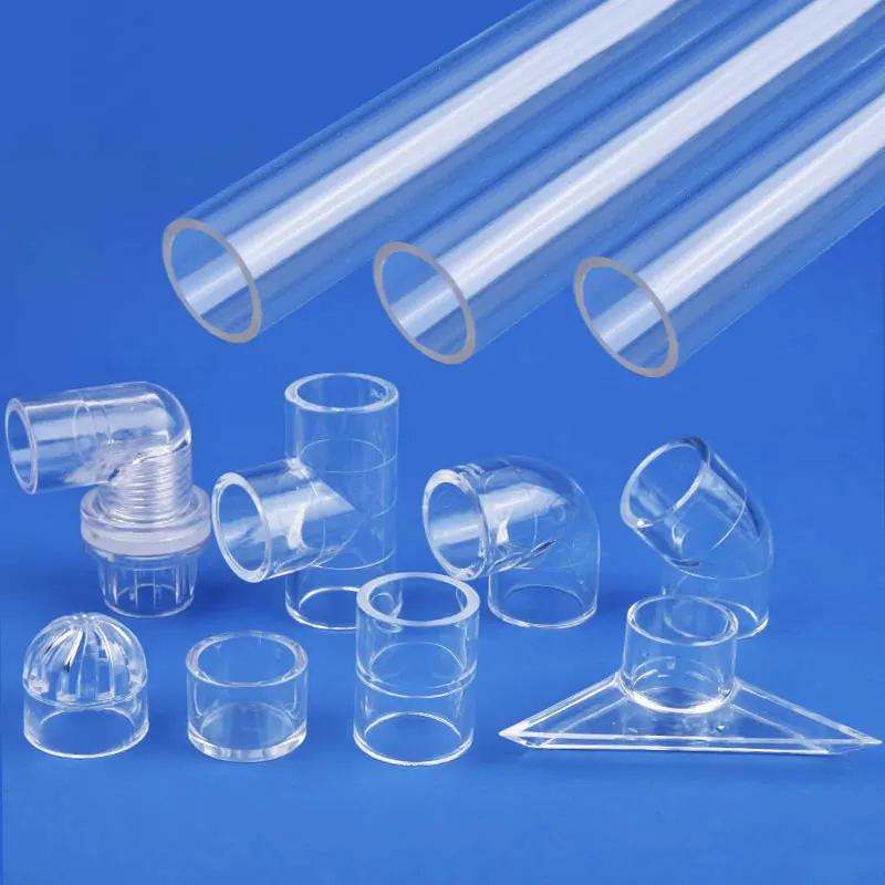 1Pc 16~50mm Transparent Acrylic Pipe Fittings 90 Degree Elbow End Plug Cap Tee Duckbill Connector Aquarium Fish Tank DIY Joint