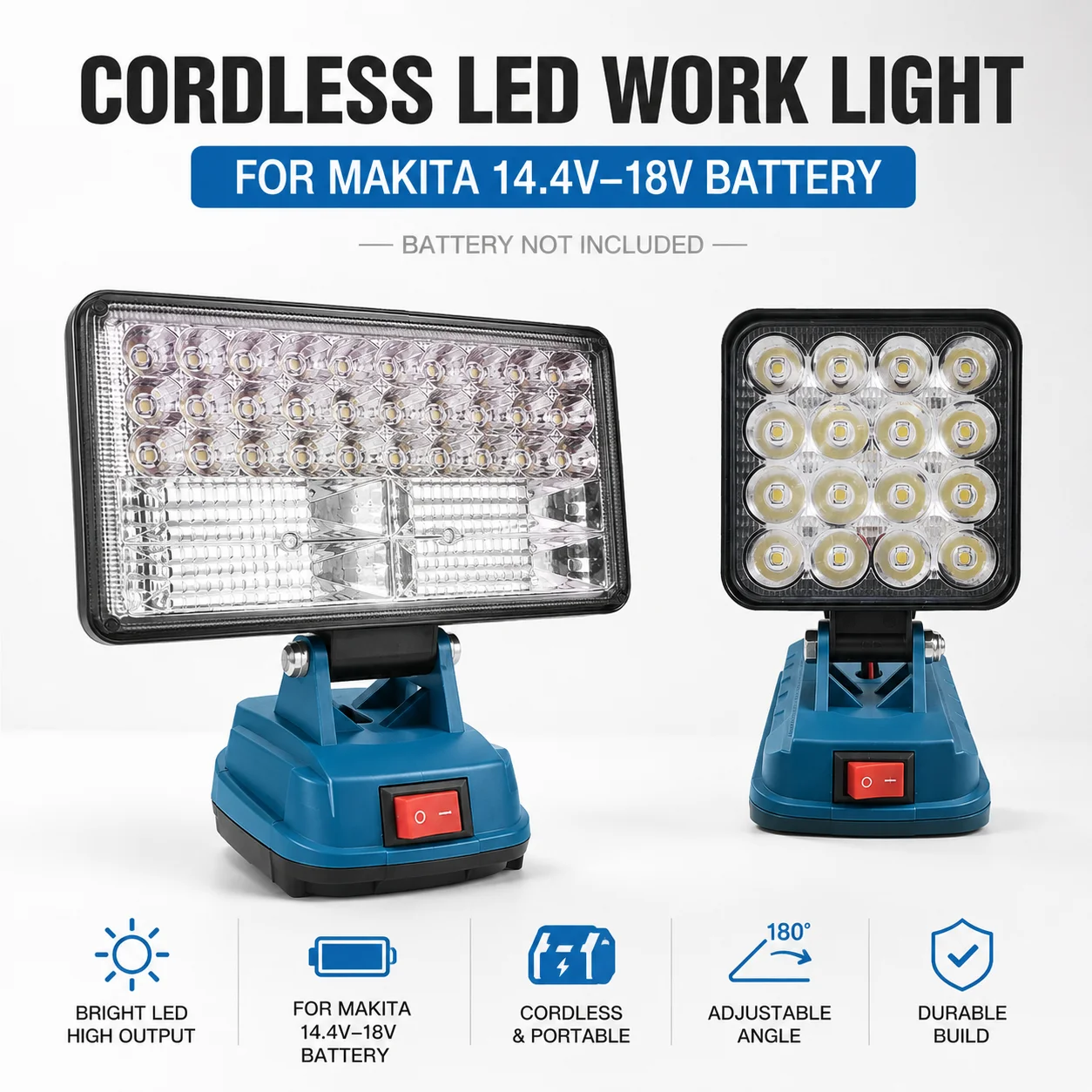Cordless LED Work Light For Makita 14.4V-18V Battery Portable Jobsite Lamp 3/4/8 Inch for Workshop Garage Camping Emergency
