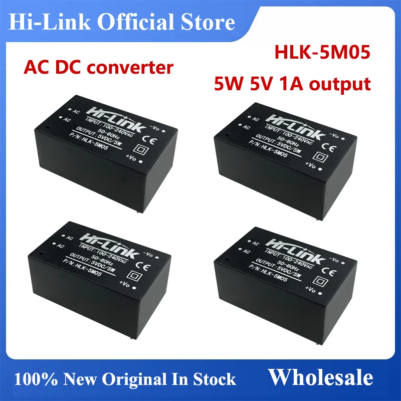 Free Shipping 2pcs HLK-5M05 Hot Sale 5W 5V 1000mA AC DC Isolated Power Supply Module Smart Household High Efficiency Step Down