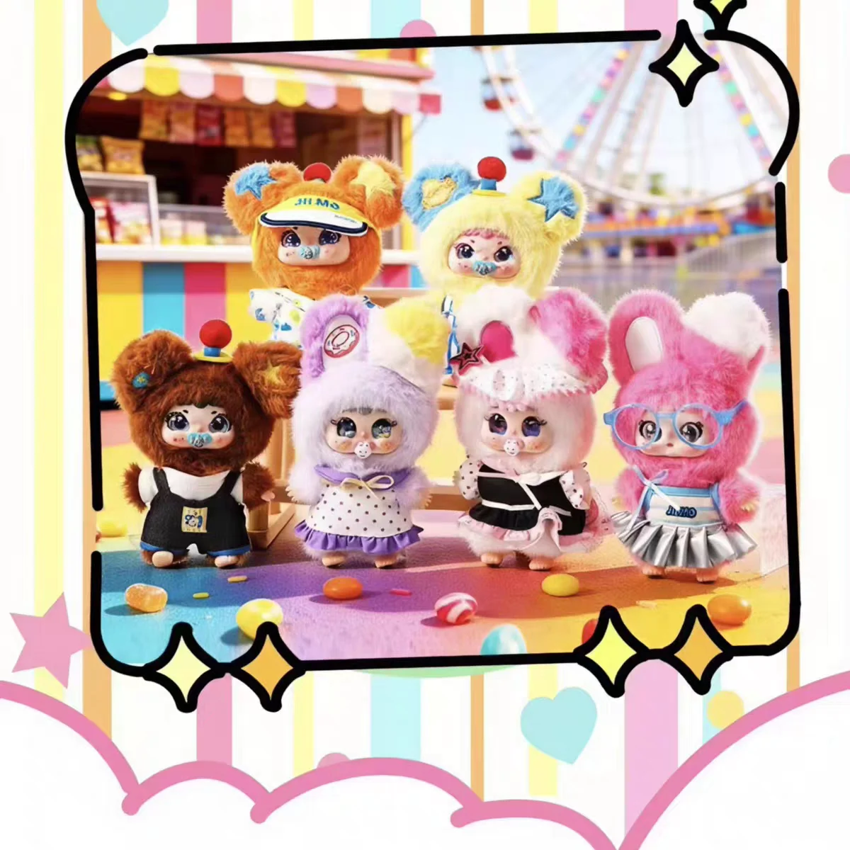 

Jiimo Rolling Amusement Park Series Blind Box Cute Doll Pendant Keychain Kawaii Desktop Figure Decoration Surprise Bag Toy Gift