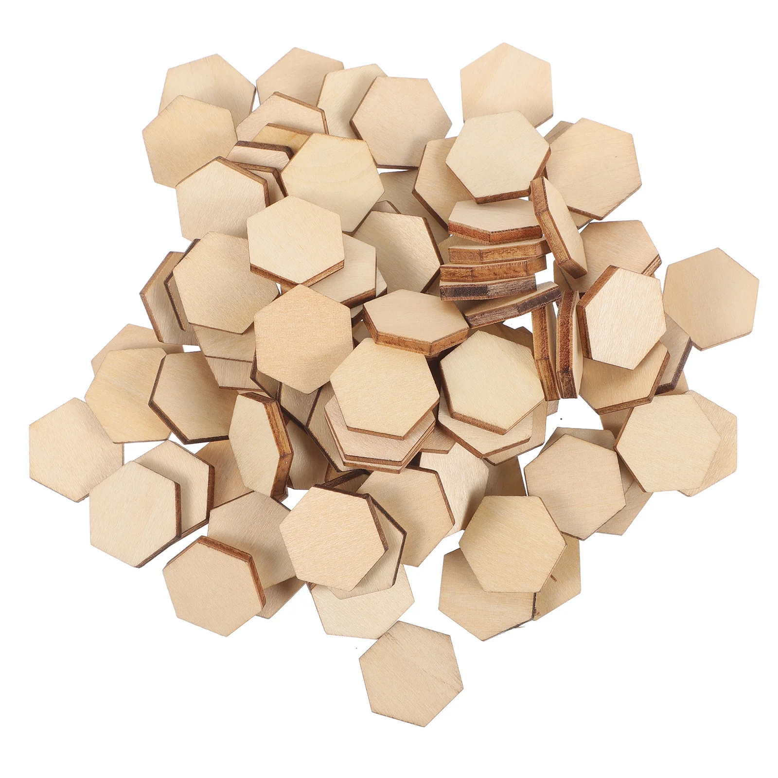 

100Pcs Beech Wooden Hexagonal Shapes Premium Wood DIY Crafts Decorations Wedding Birthday Christmas Ornaments Wooden Shapes