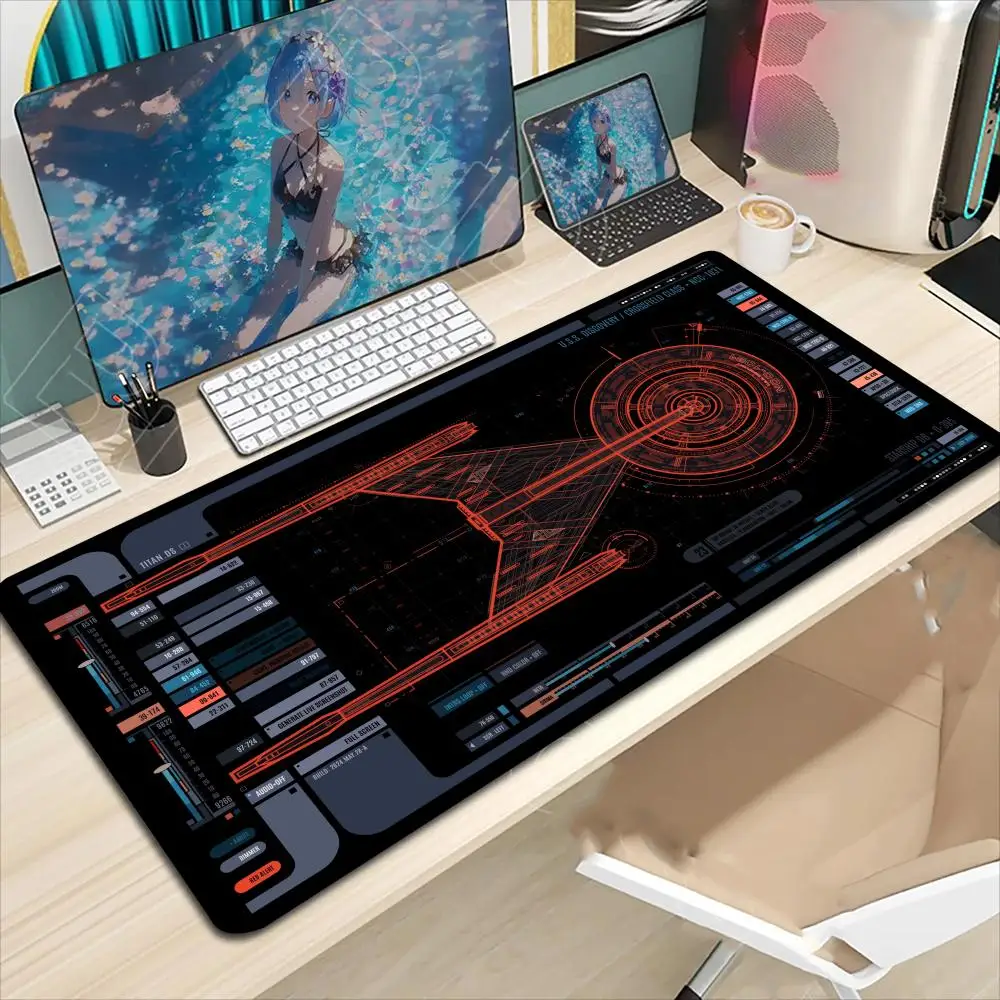 

S-tar Trek Plus Size game Mouse mat LCARS Style Computer Pad Desk Pad Gamer Lock Edge Keyboard Pad 900x400mm Rubber Mouse Pad