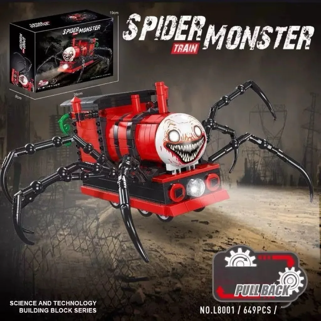 MOC 649PCS New Horror Movie Creative Charles Spider Train Model Building Blocks DIY Children's Puzzle Toys Birthday Gift