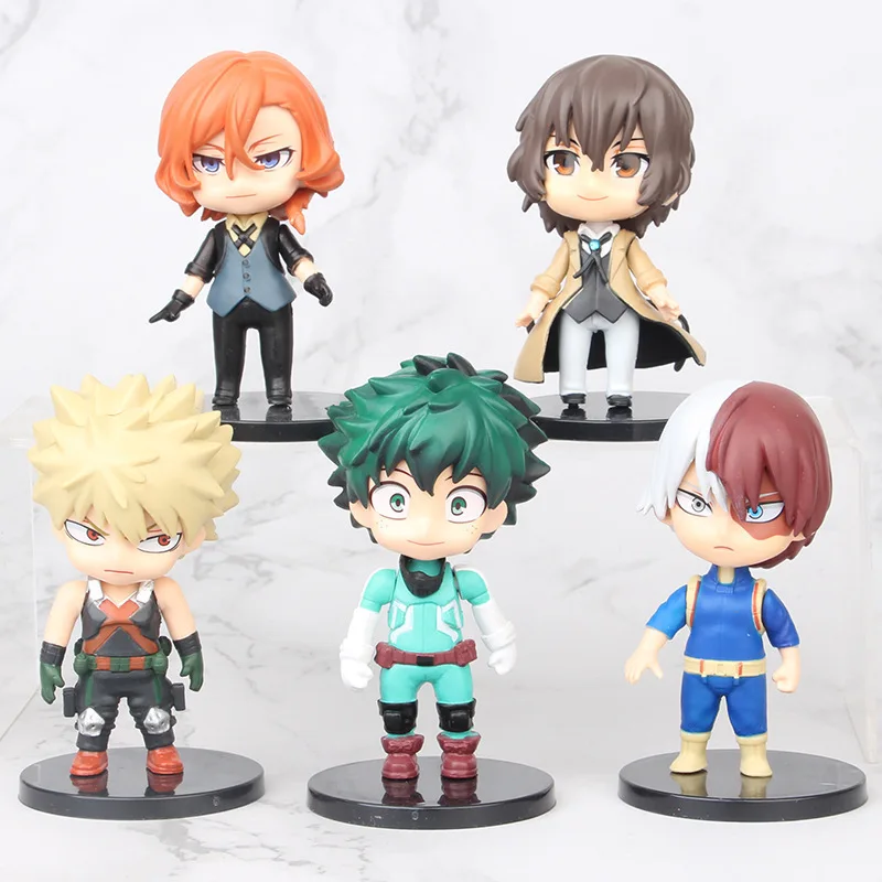 

5pcs My Hero Academia Figure Model Doll 5 Models with Base My Hero Academic Midoriya Izuku Toy Ornaments Model Gift