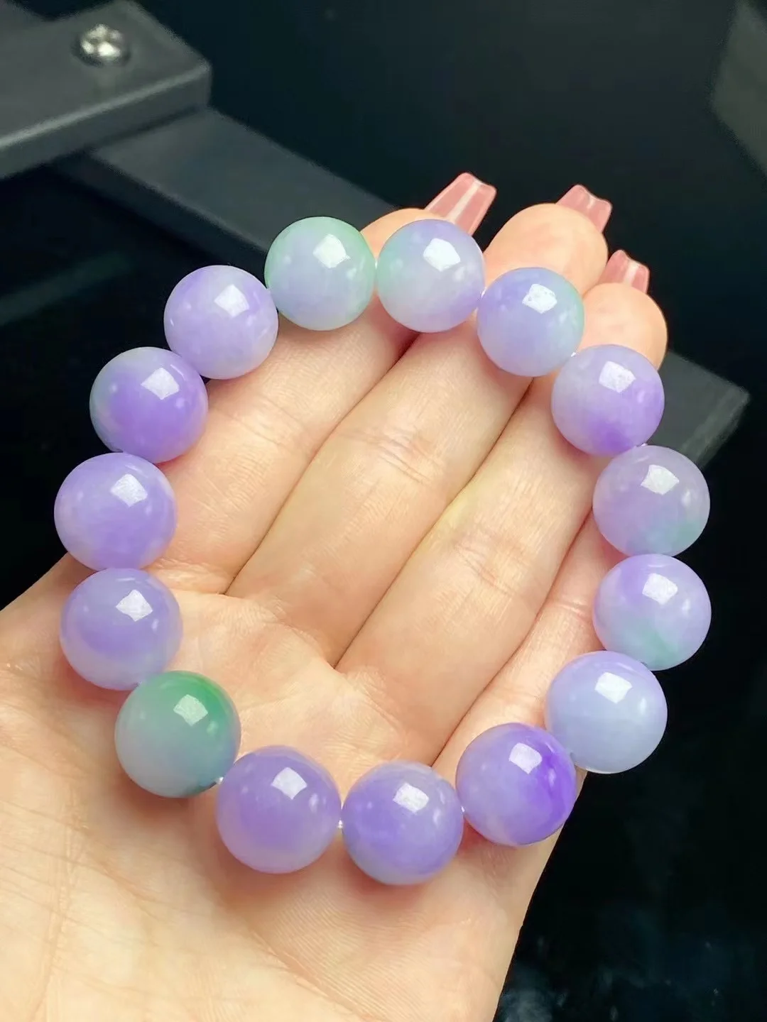 

New Jadeite Bracelet Round-Beads Perfect No CracksDelicate and glutinous material Purple Green Bangle Boutique Jewelry Handring