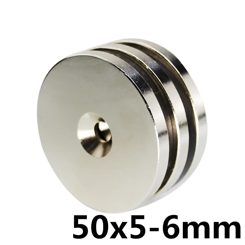 Stong neodimio 50 x5-6mm magneti disco 50*5 fori 6mm diametro minore magnete rotondo svasato magnetico 50*5-6mm