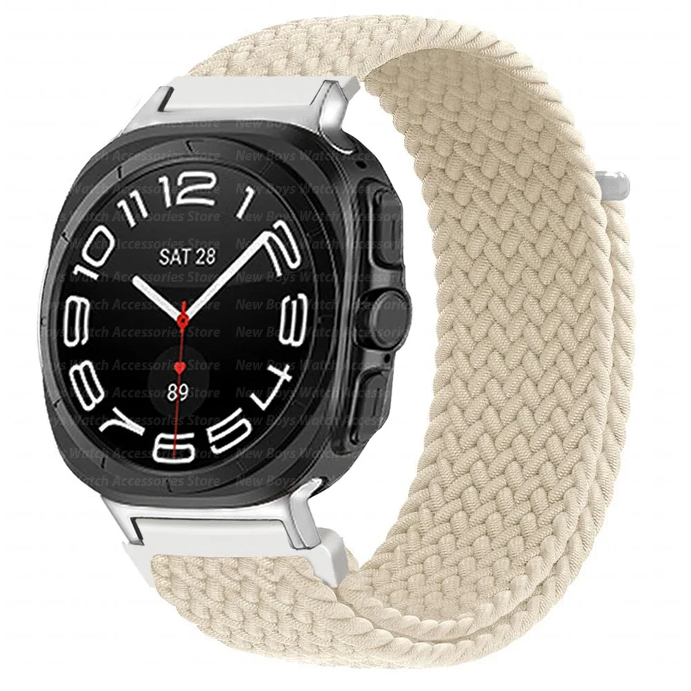 Bracelet tressé en nylon pour Samsung Galaxy Watch, boucle Ultra 47mm, bracelet sans espace, extrémité incurvée, ajustement rapide