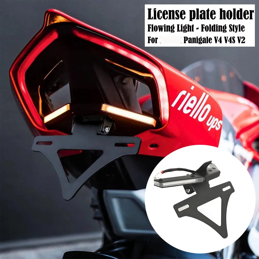 

License Plate Holder Integrated LED Turn Signal Light Tail Tidy Fender Eliminator For DUCATI Streetfighter V4 V4S Panigale V2