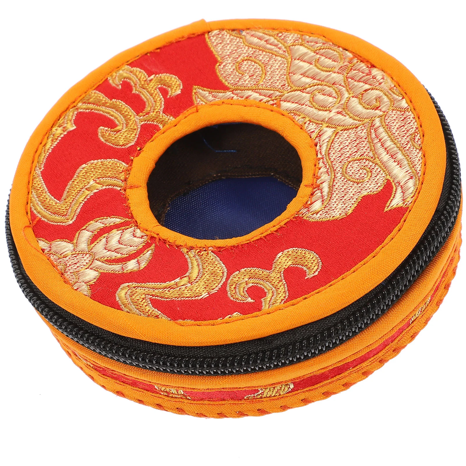 Meditation Bell Container Handmade Nepalese Cymbals Bell Case 10cm Diameter Copper Packaging Box for Temple Supplies Storage Bag