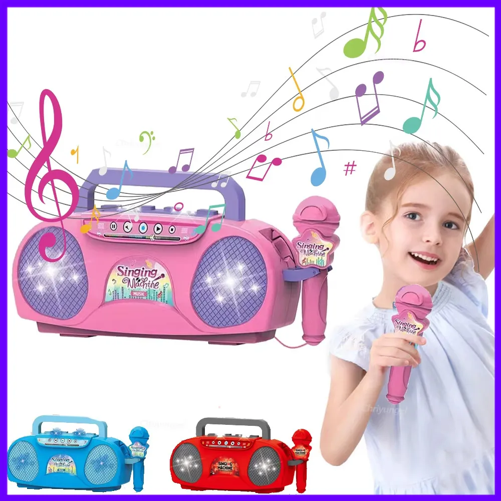 Zabawka Karaoke dla Dzieci z Mikrofonem, Światłami, Muzyką, Edukacyjny Instrument Muzyczny, Prezent dla Dziewczynek i Dzieci
