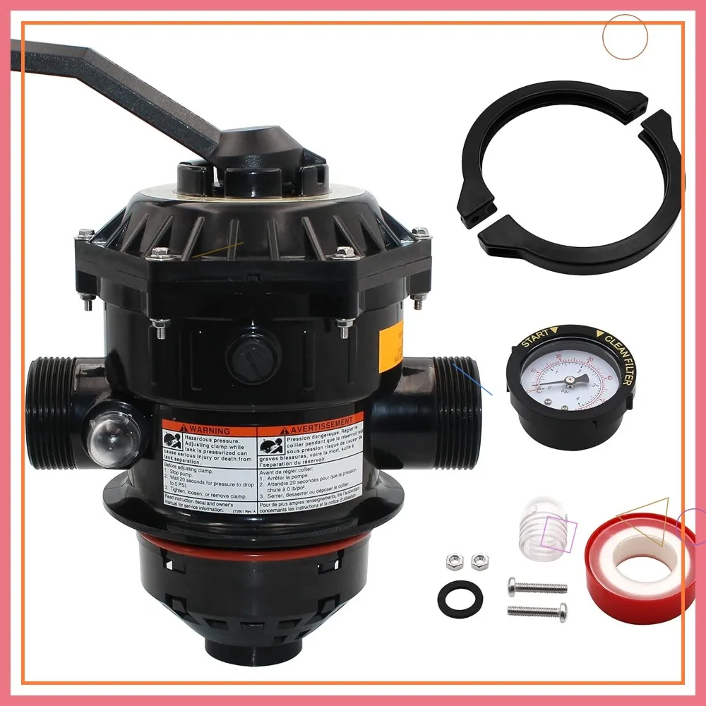 

262506 1-1/2-Inch 6-Way Clamp Style Multiple Port Valve Top Mount for Pool Sand Filters