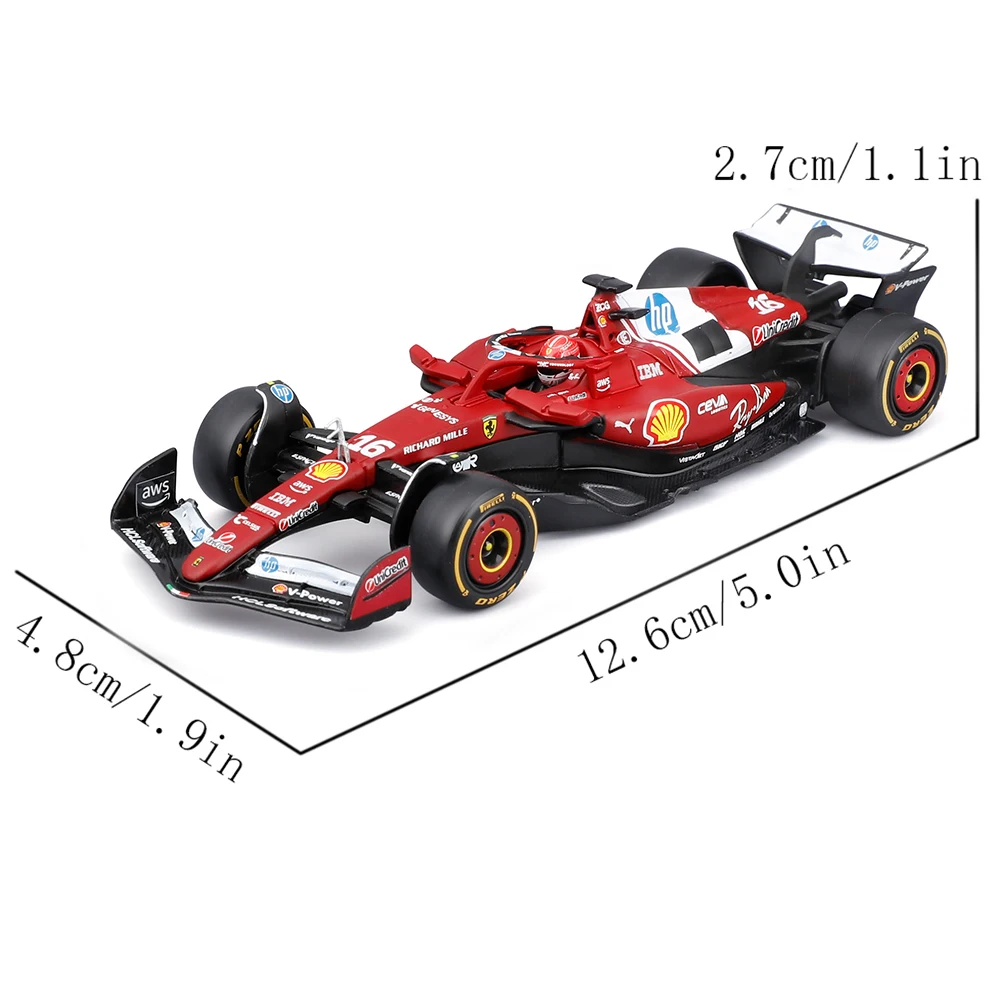 Bburago 1:43 F1 2025 Ferrari SF25 44# Lewis Hamilton 16# Charles Leclerc Alloy Car Die Cast Model Toy with an acrylic box