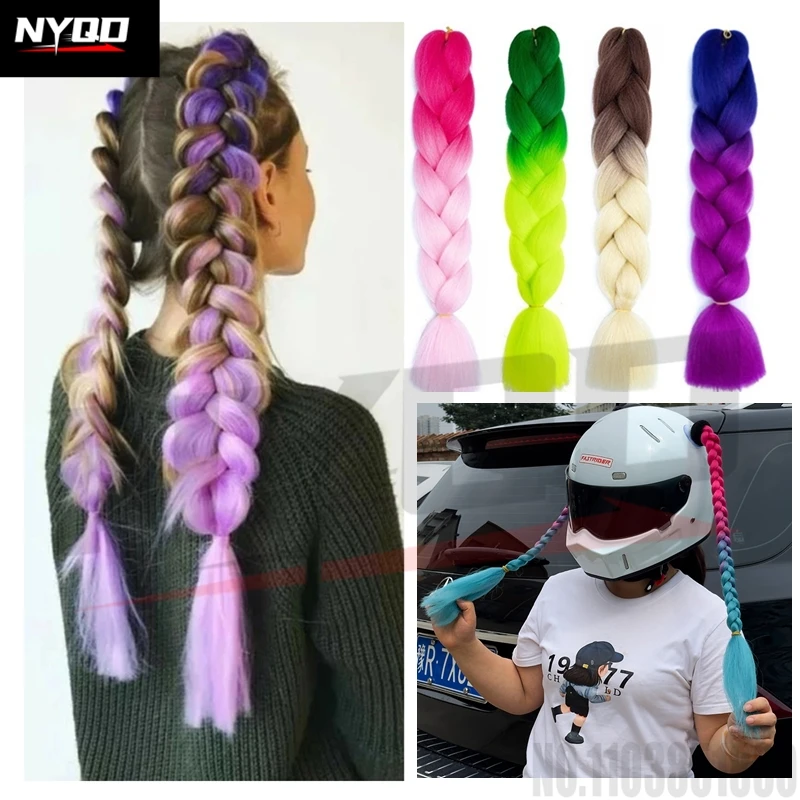 

DIY Wig braid Helmet Pigtail Motorcycle Helmet Ponytail Bicycle Helmet Braids Hair Tails Used for Helmets/Suction Cup Reus 2PC