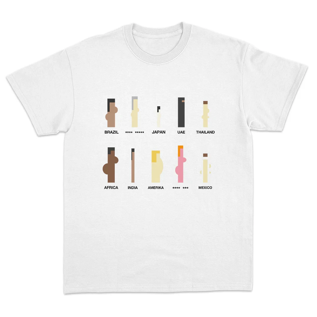 2026Humor Size Comparison By Country Brazil Japan UAE Thailand Africa India America Mexico Funny Novelty Tee Short Sleeve Cotton