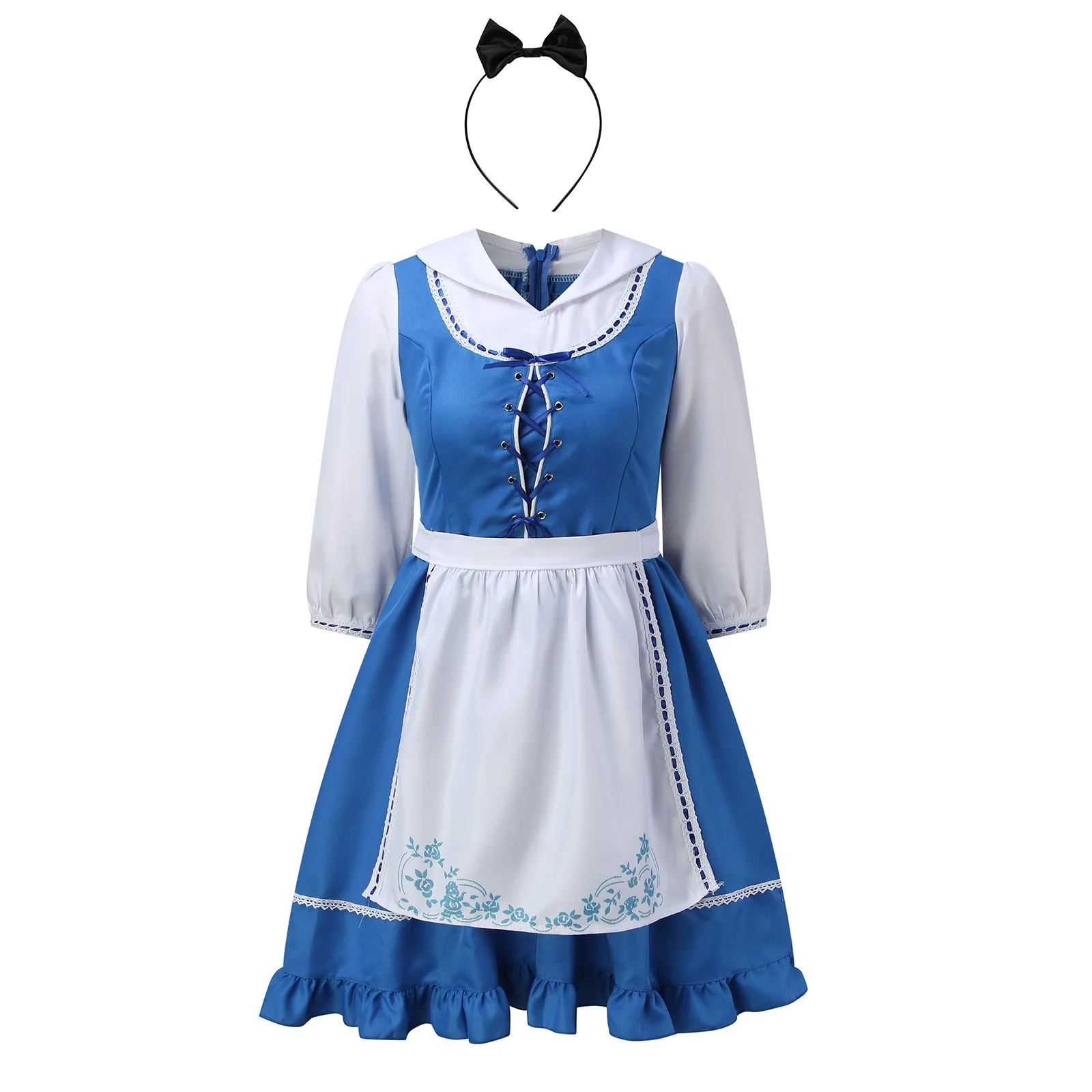 Womens German Oktoberfest Beer Girl Costume Bavarian Traditional Beer Dirndl Dress With Apron Lace-Up Oktoberfest Dress 2024