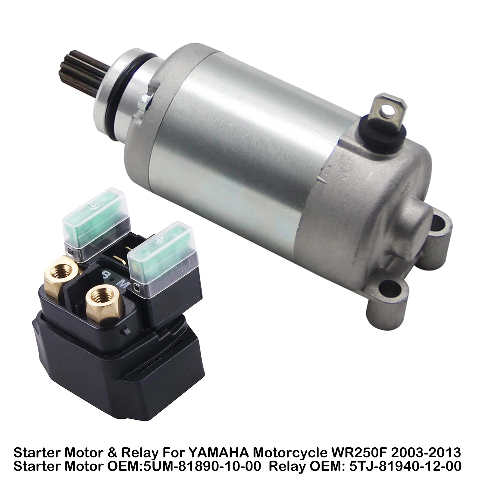 

5UM-81890-10-00 5TJ-81940-12-00 Starter Motor And Relay Set For Yamaha Offroad Scooter WR250F WR 250 2003-2013 Motos Accessories